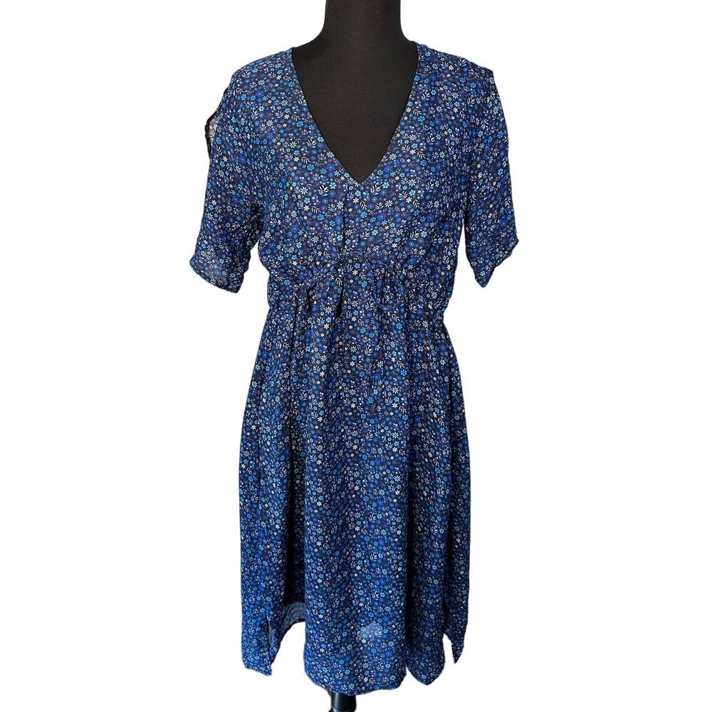 Reistor Sundowner Dress in Dizzy Blue Floral Print, Size M